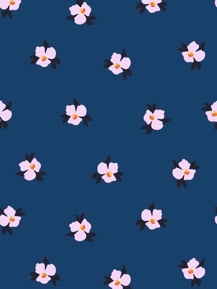 Little Blossom Floral Print - Pink and Navy Blue