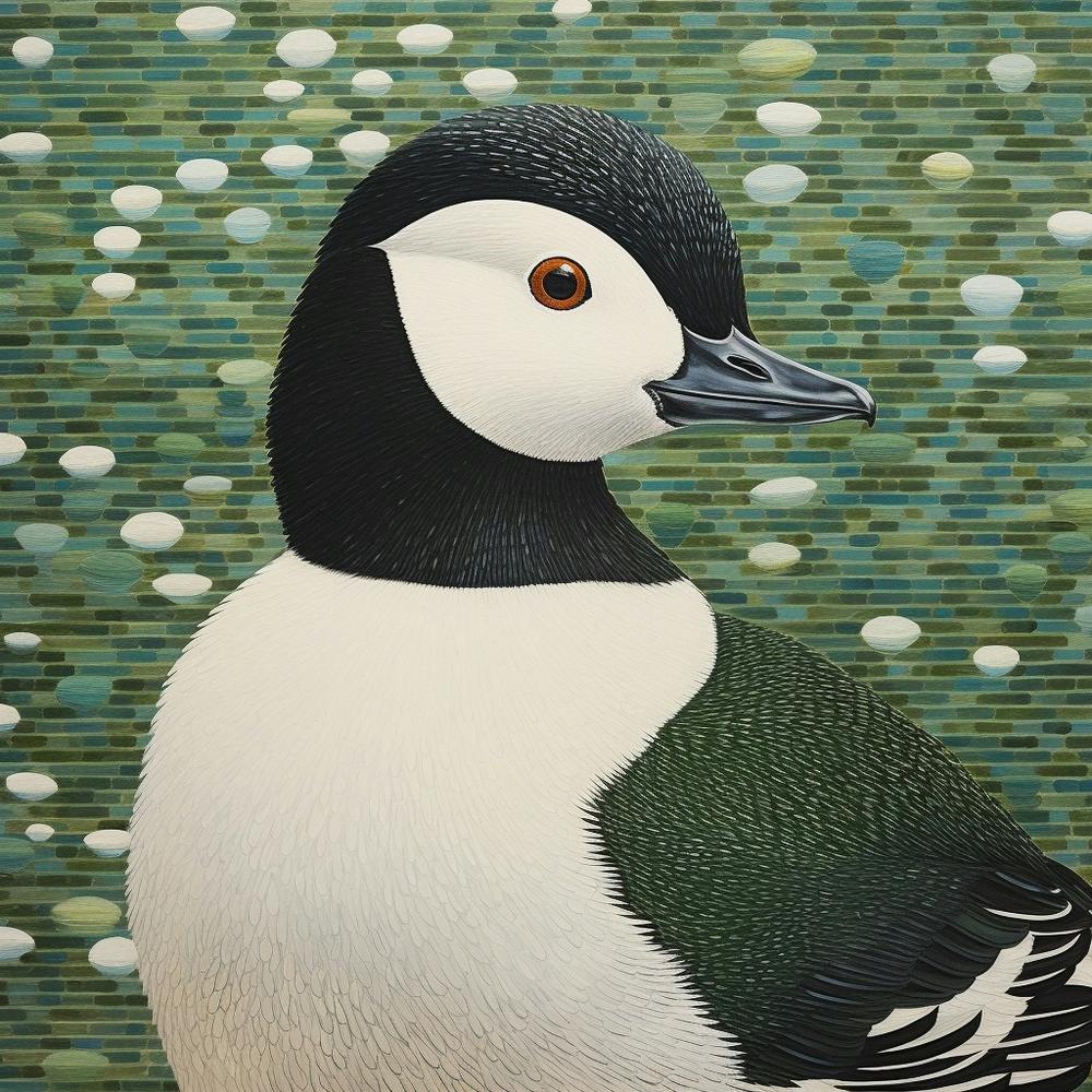 Ohara Koson Inspired Bird Painting Bufflehead 1 Square