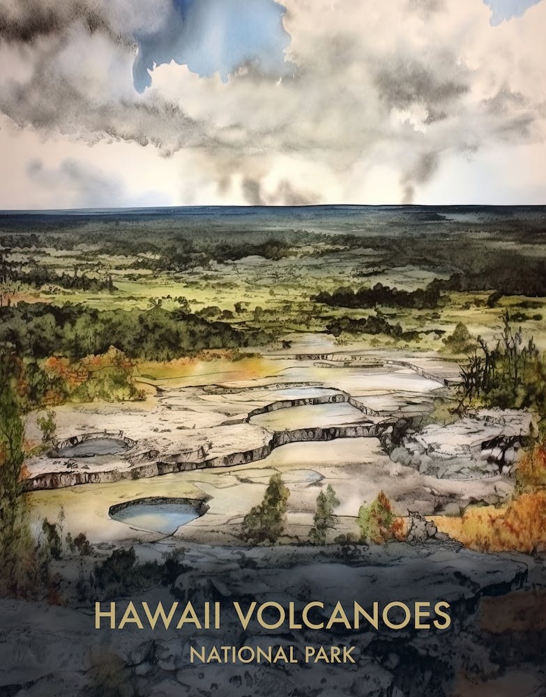 Hawaii Volcanoes Park Watercolour 4