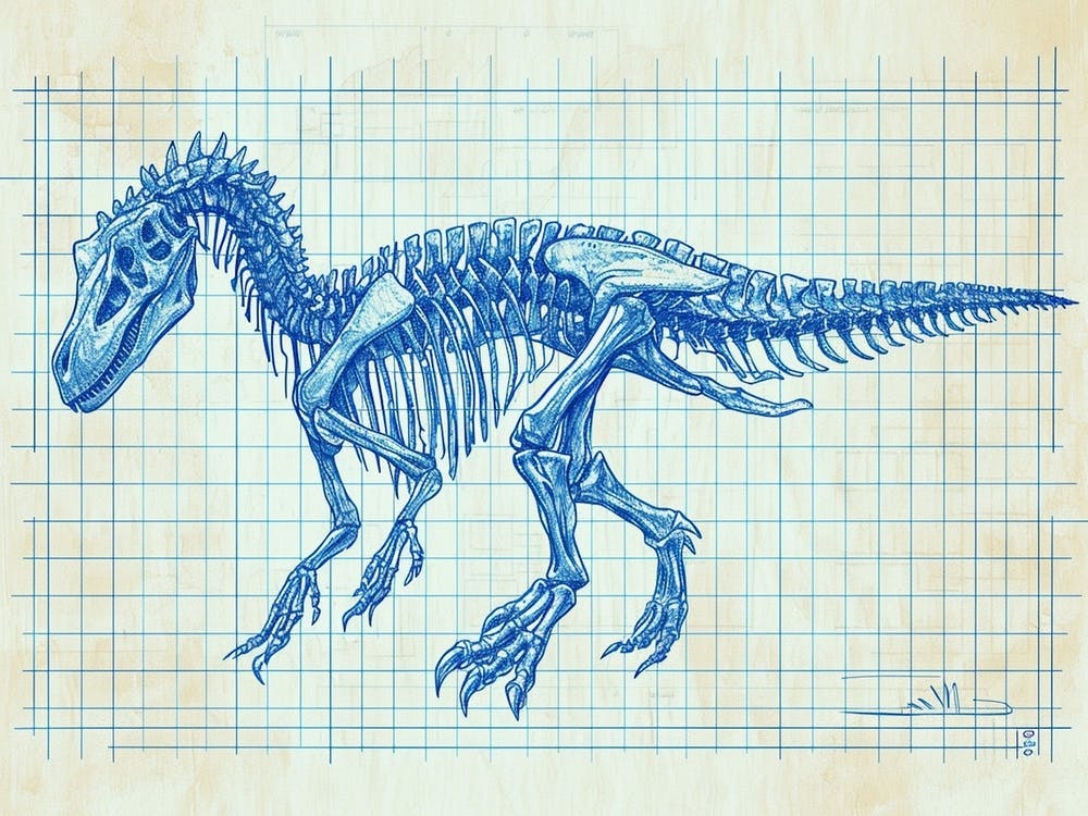 Corythosaurus Skeleton Hand Drawn Blueprint 3