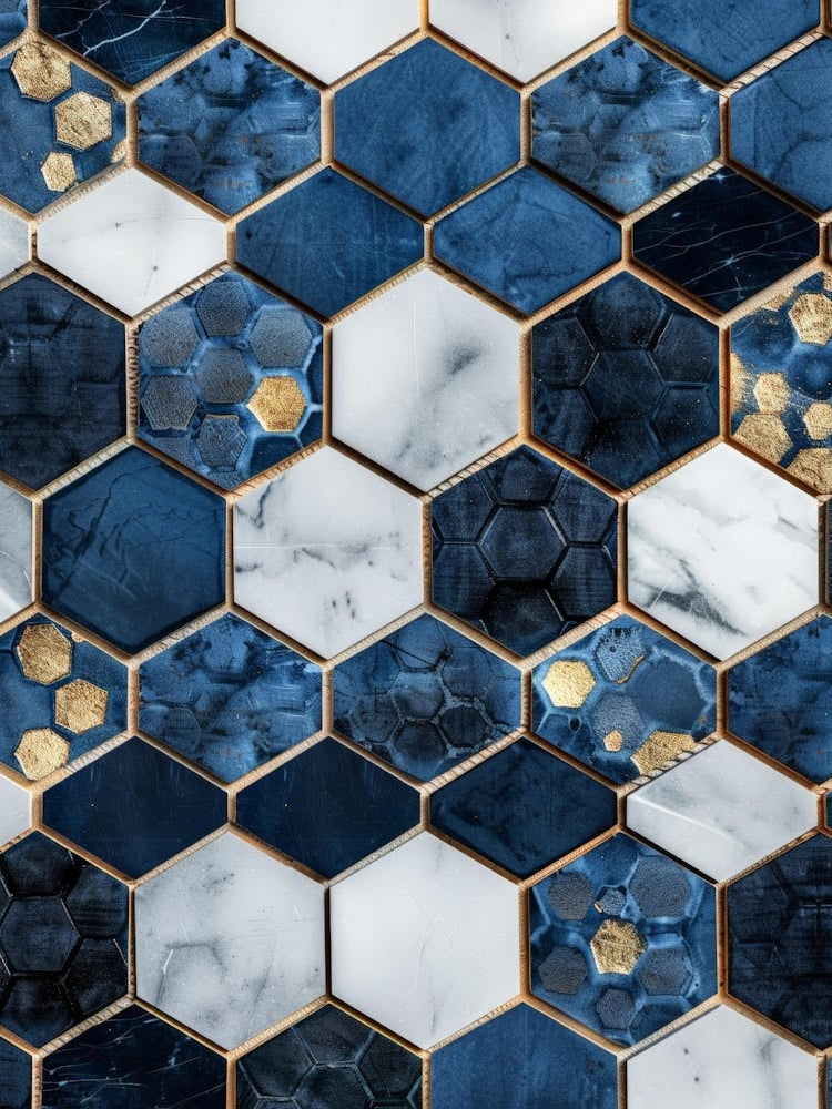 Blue And Gold Mosaic Tile