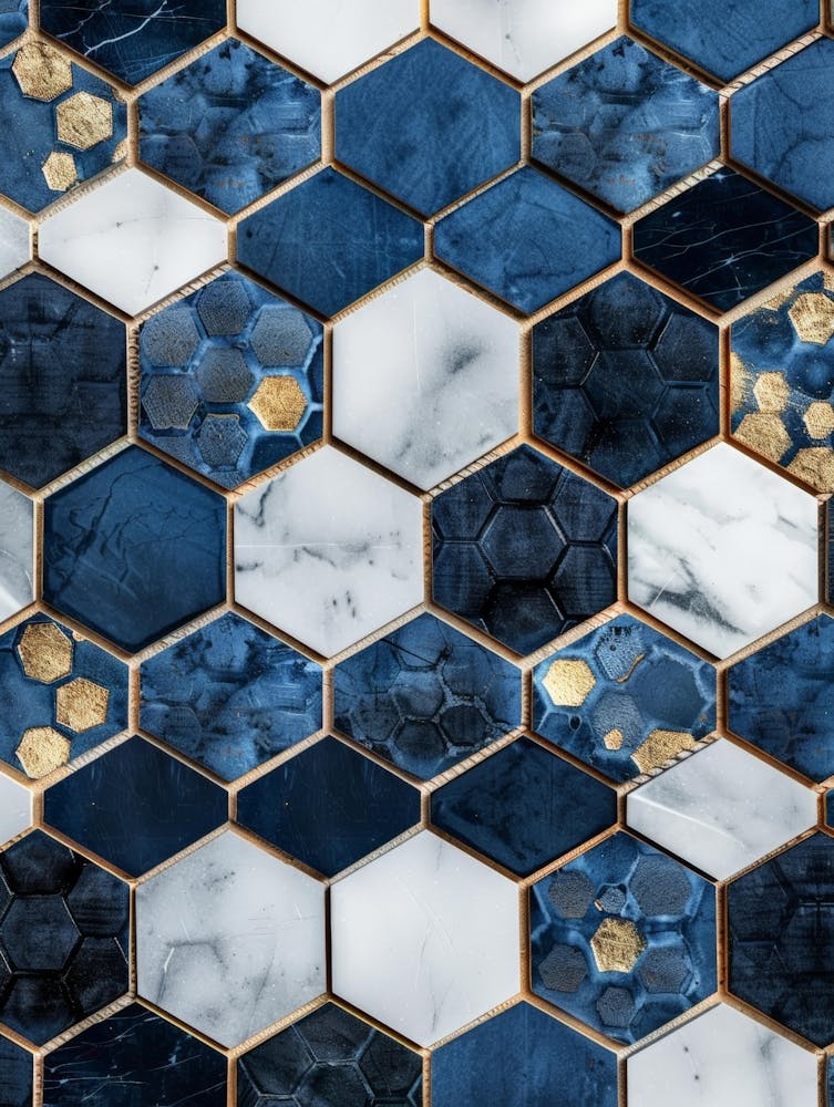 Blue And Gold Mosaic Tile