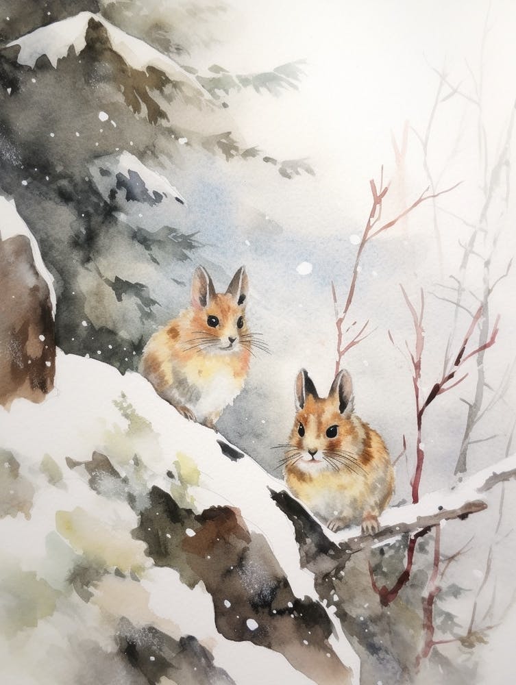 Winter Watercolour Pika 4