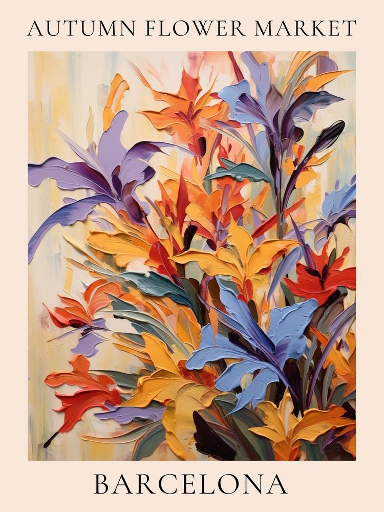 Autumn Flower Market Poster Barcelona