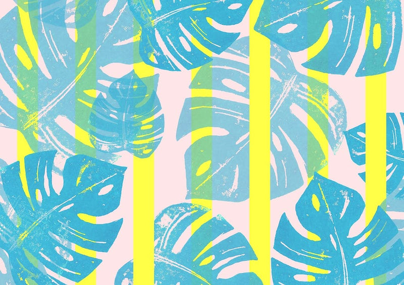 Linocut Monstera Neon in