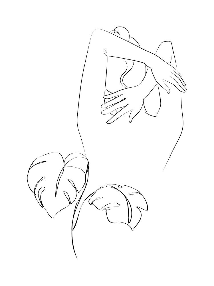 Woman With A Plant Line art