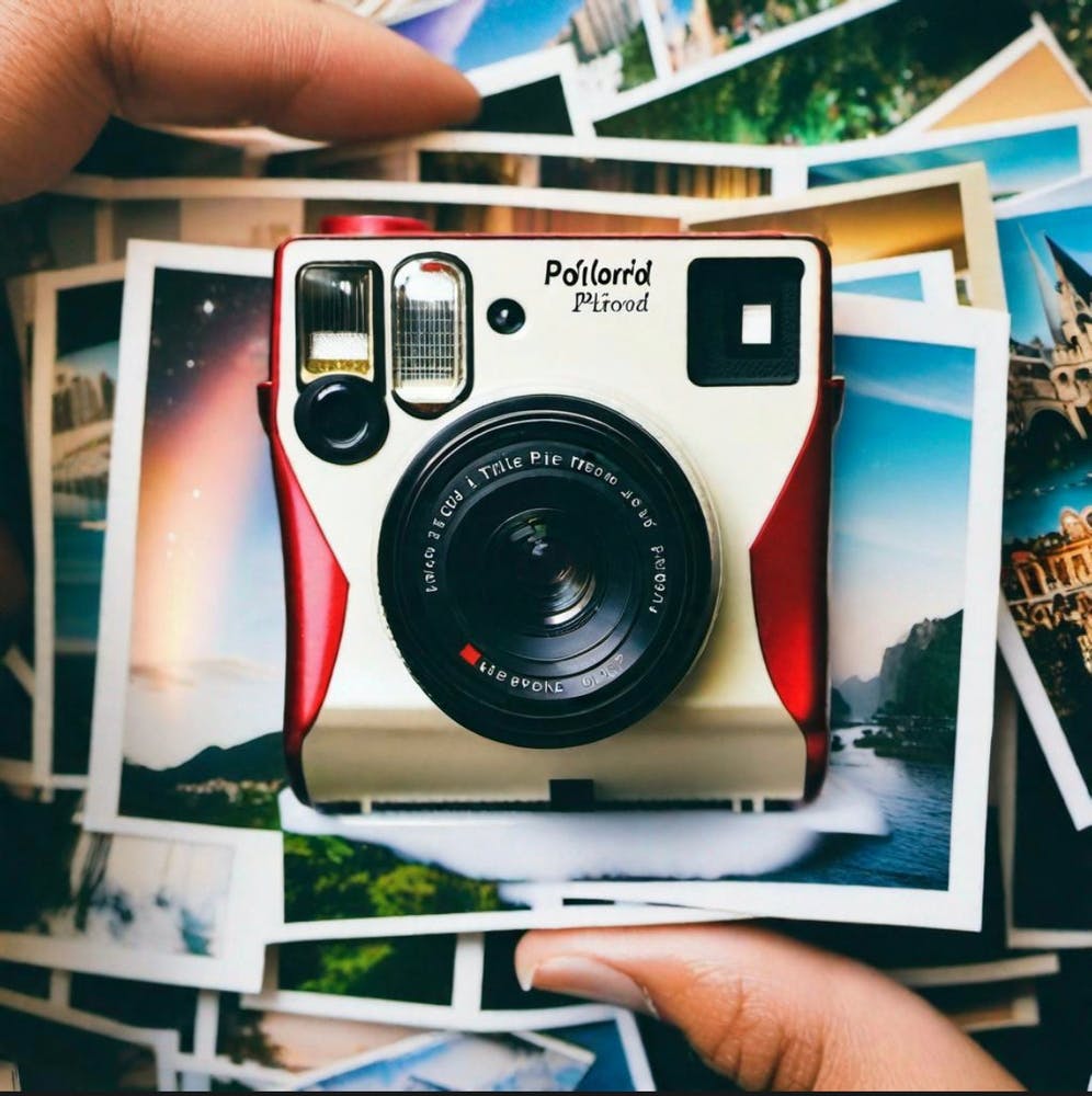 Polaroid Camera and photos of nature