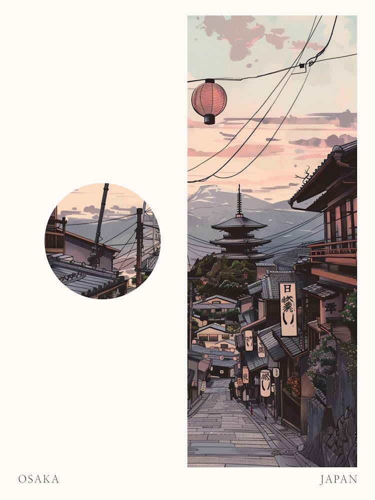 Osaka Japan 3 Cut Out Travel Poster
