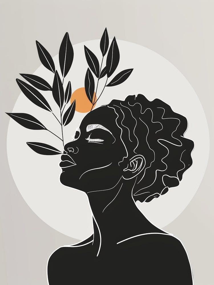 African Woman With Leaves 2