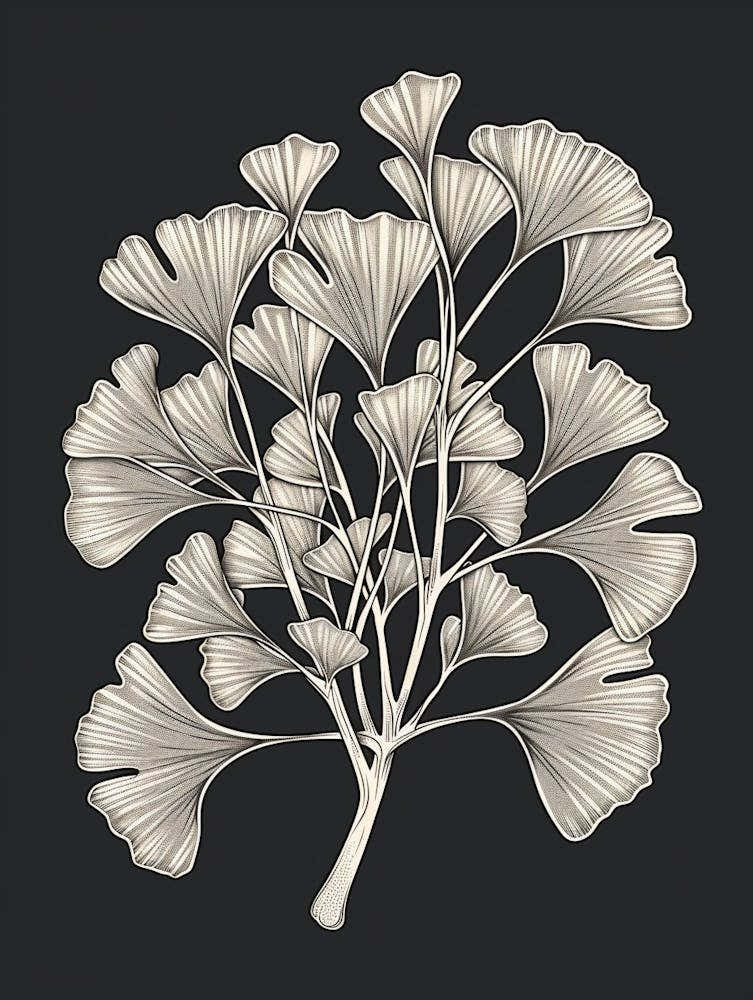 Ginkgo Tree Minimalistic Drawing 1