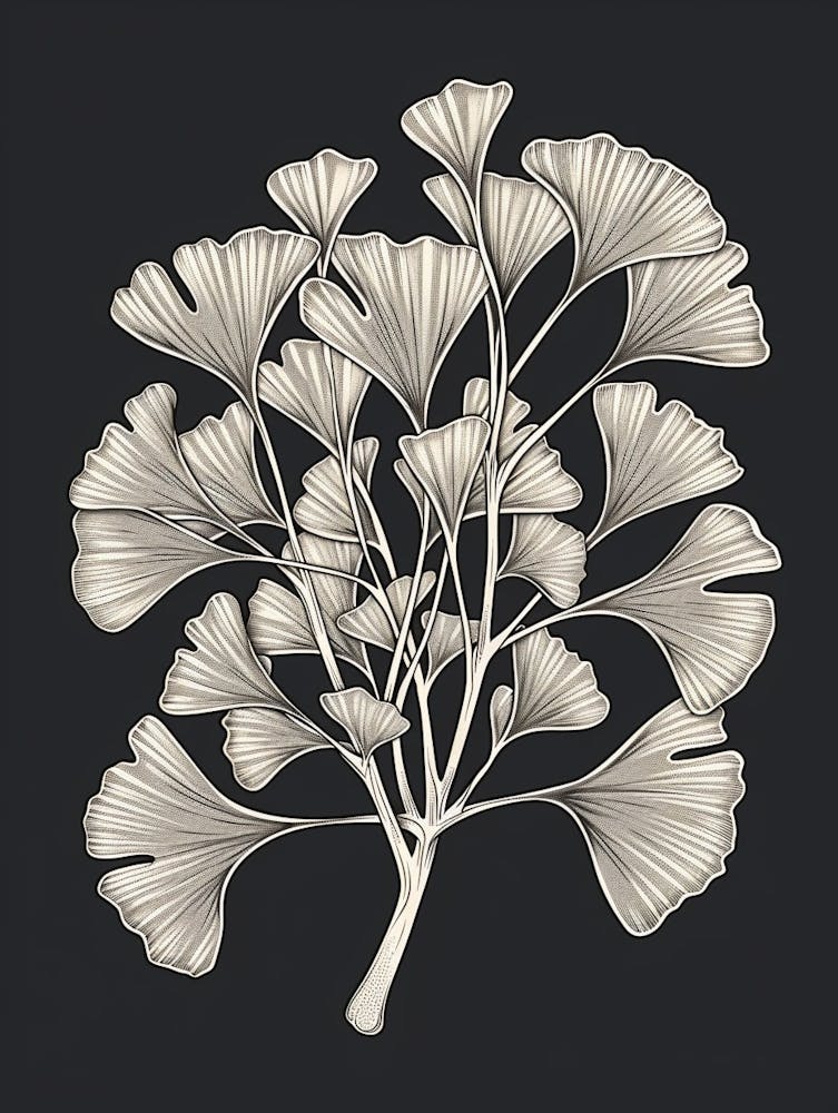 Ginkgo Tree Minimalistic Drawing 1
