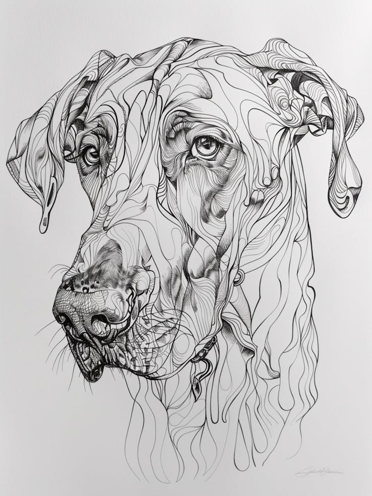 Dog Black & Grey Line Portrait 1