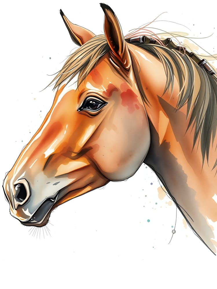 Watercolor Horse Head