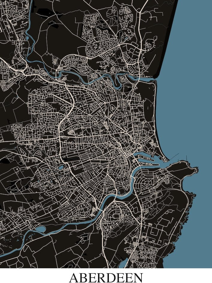 Aberdeen Black Blue Map
