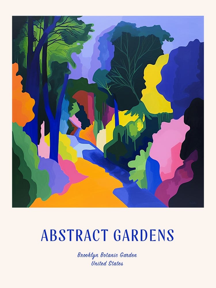 Colourful Gardens Brooklyn Botanic Garden Usa 1 Blue Poster