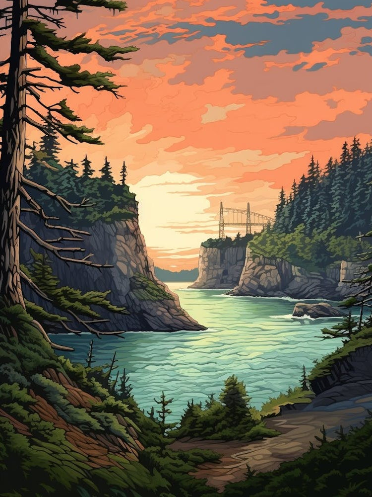 Deception Pass State Park Retro Pop Art 6