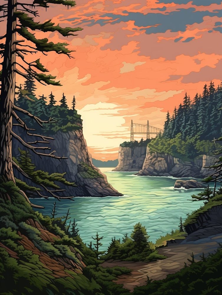 Deception Pass State Park Retro Pop Art 6