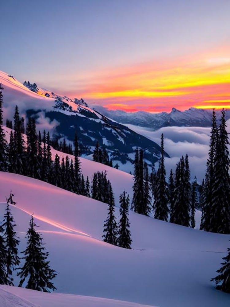 Davos, Switzerland Sunrise Skiing Poster