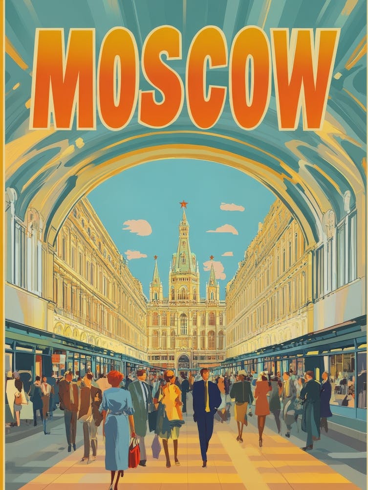 Aihrgdesign Affiche de Voyage Inspirée des Années 1970 Pour Moscou 2