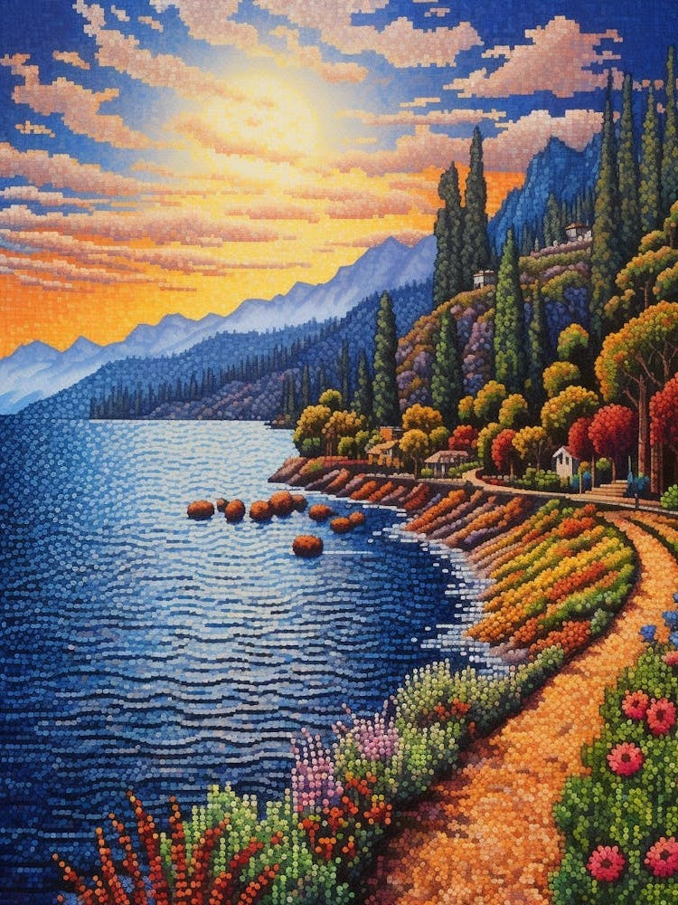Lake Chelan Washington Pointillism 12