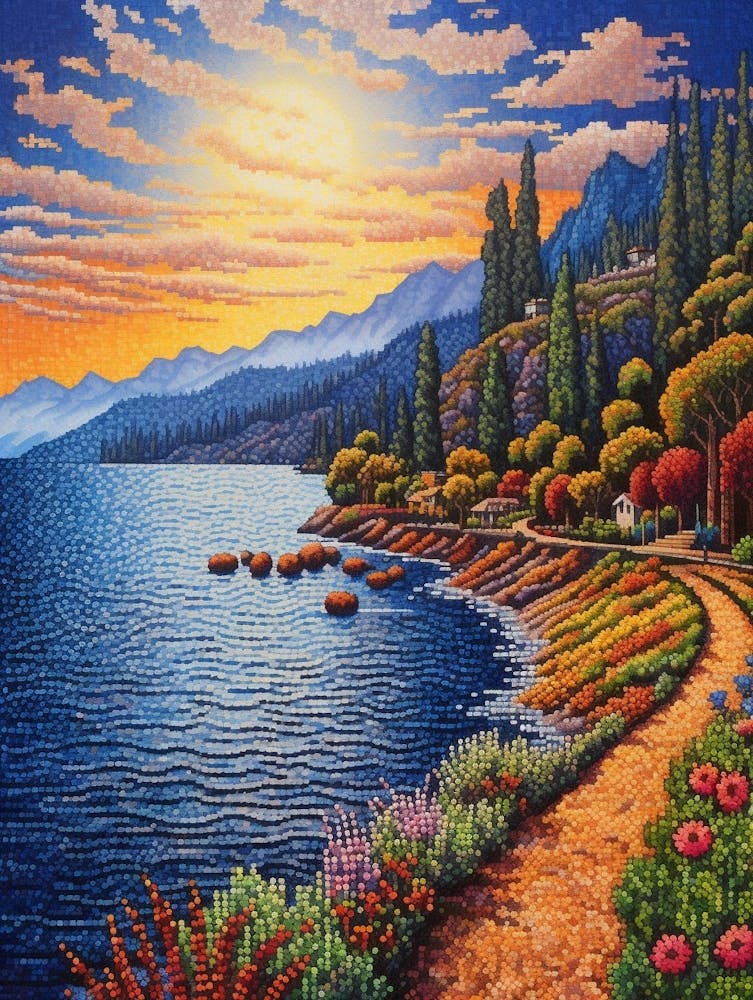 Lake Chelan Washington Pointillism 12
