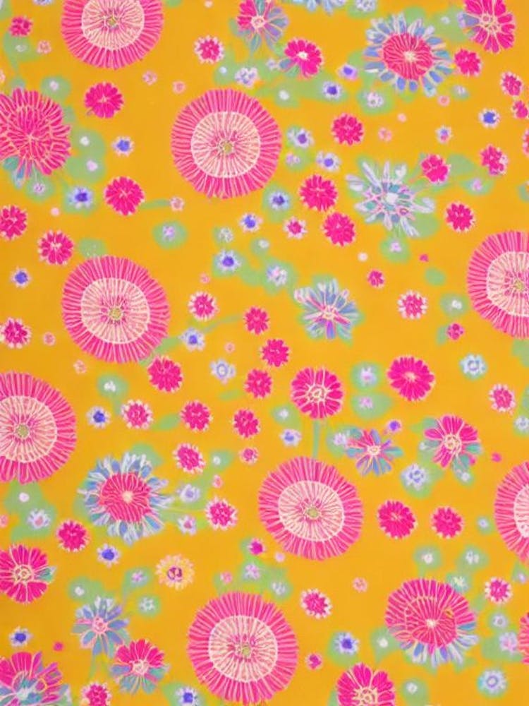 Scabiosa Floral Print Warm Tones 2 Flower