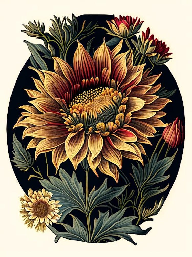 Gazania 1 Floral Botanical Vintage Poster Flower