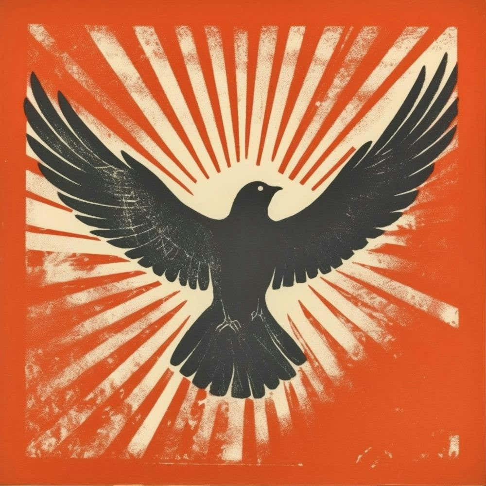 Retro Bird Lithograph Dove 2