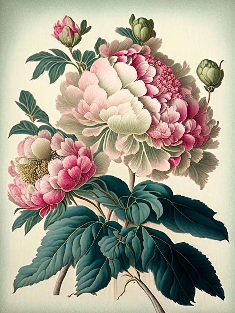 Peonies Vintage Botanical