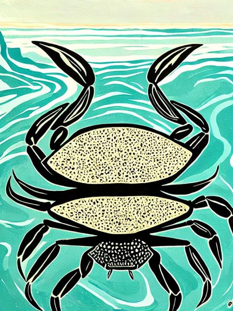 Blue Crab Linocut