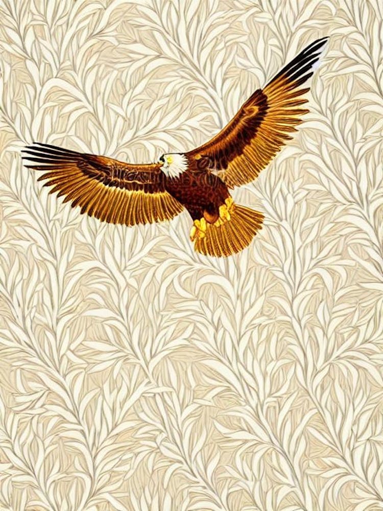 Golden Eagle William Morris Style Bird