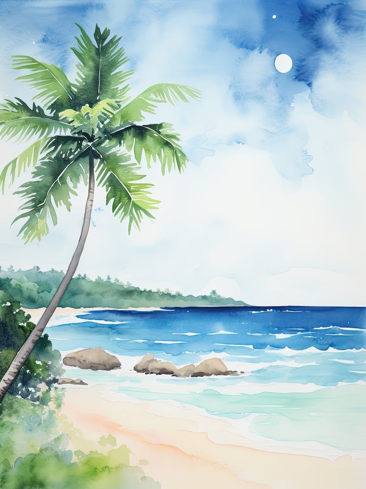 Watercolour Of Flamenco Beach   Culebra Puerto Rico 0