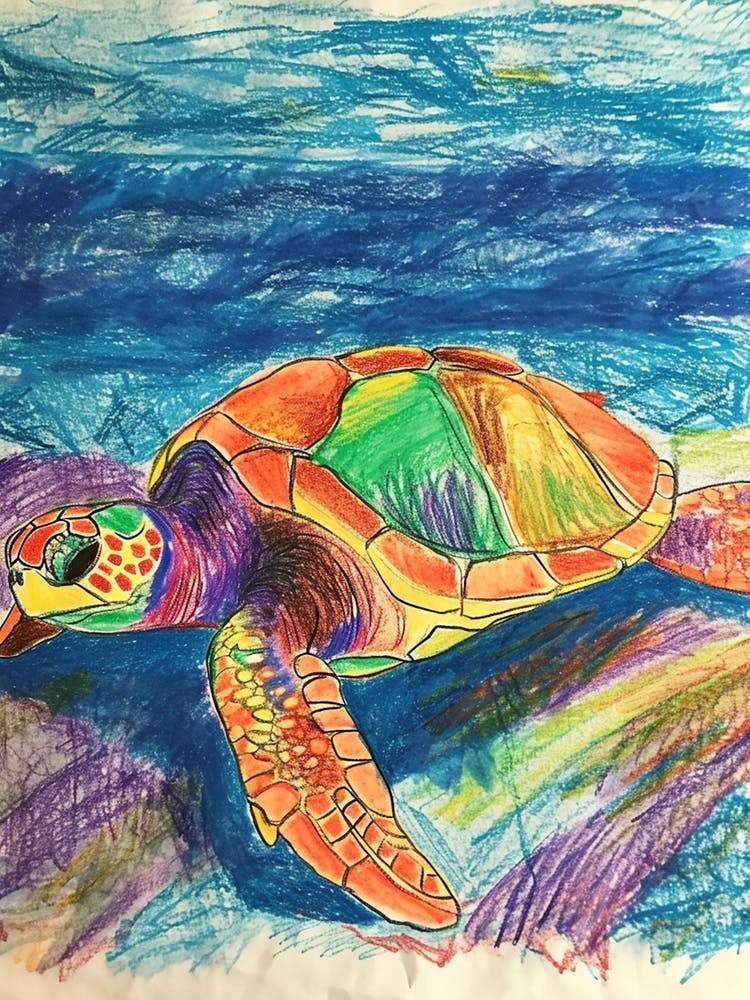 Sea Turtle On The Ocean Floor Pencil Doodle 1