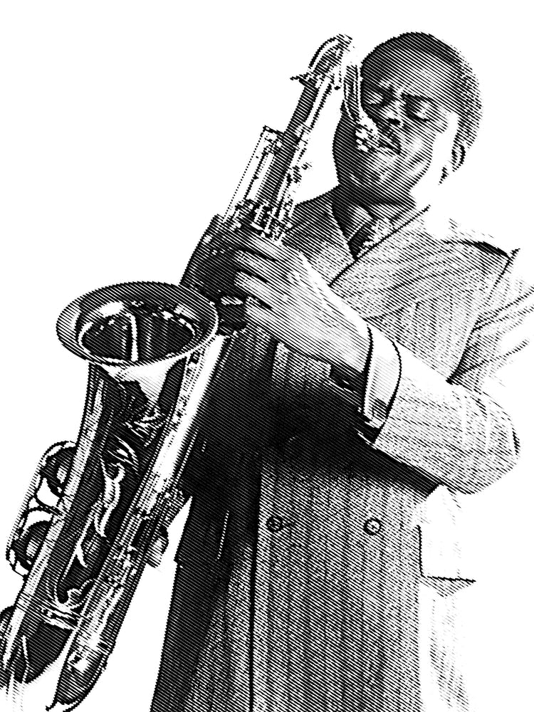 Stanley Turrentine Saxophonist Line Art Illustration