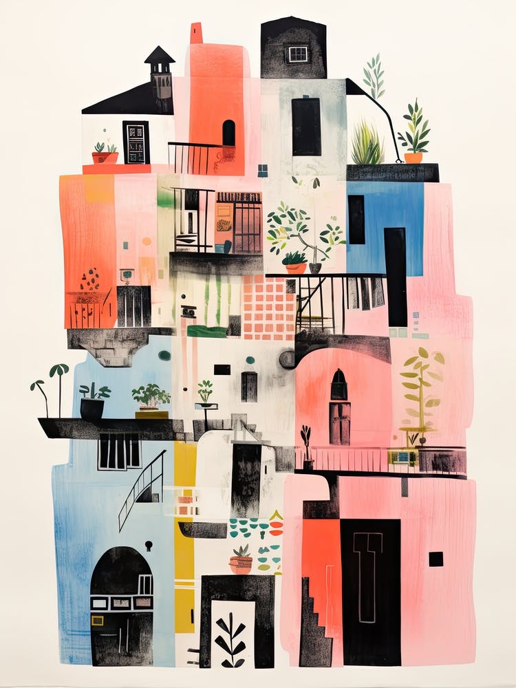 A House In Venice, Abstract Risograph Style 3