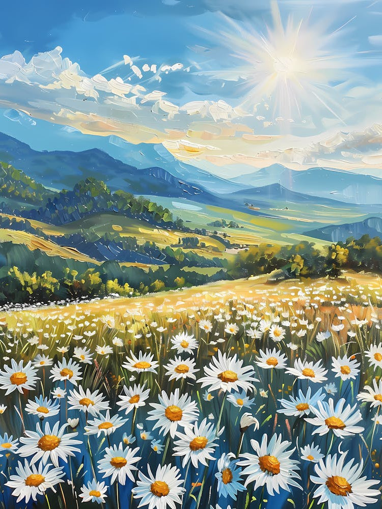 Daisy Field Under Sunshine