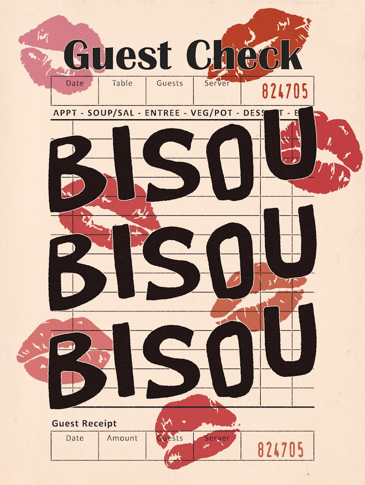 Bisou Bisou. Retro Guest Check