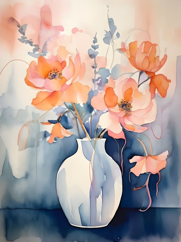 Watercolor Flowers In A Vase 17