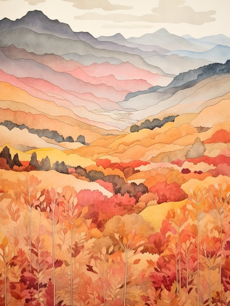 Autumn National Park Painting Pyrenees National Park 3