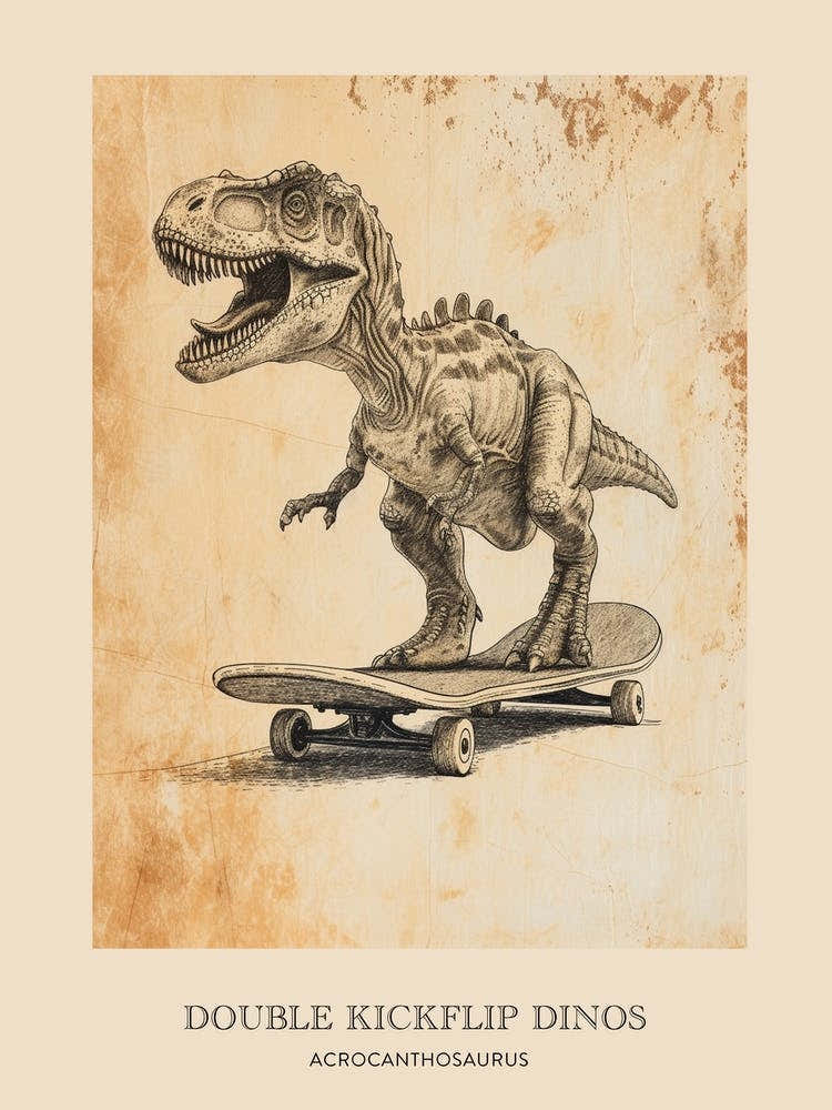 Acrocanthosaurus Vintage Dinosaur Poster 1