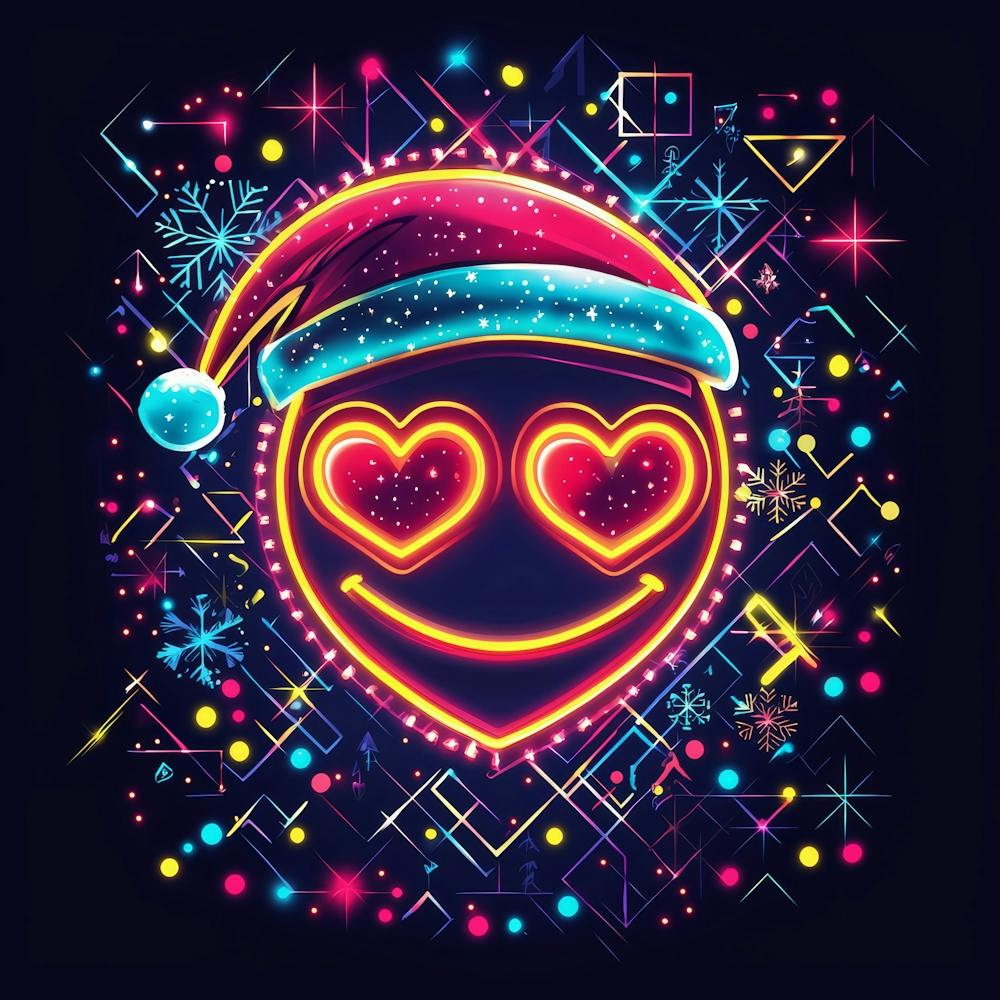 Vector Illustration Glowing Neon Emoji Face With