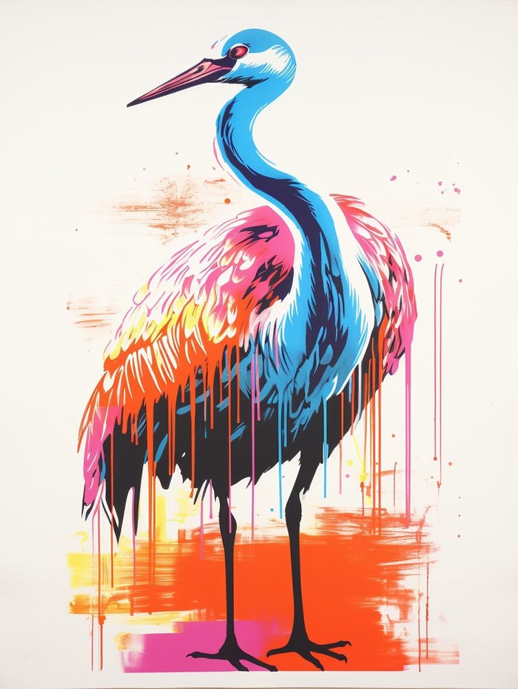 Andy Warhol Style Bird Crane 3