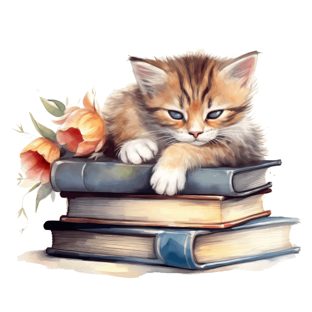 Cat Sleeping On Books 5