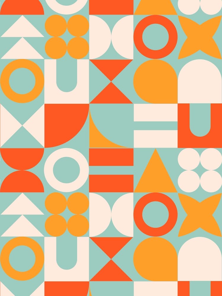Fruit Cocktail Mid Century Retro Geometric Shapes