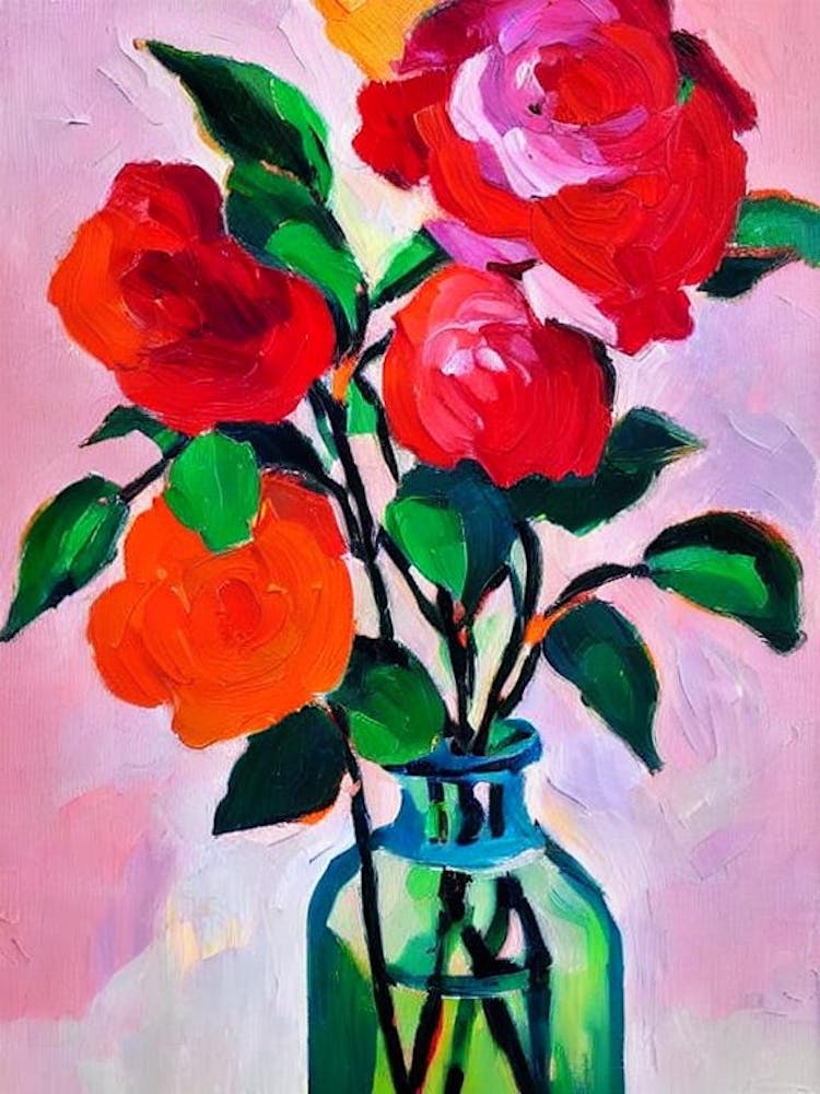 Rose Floral Abstract Block Colour 1 Flower