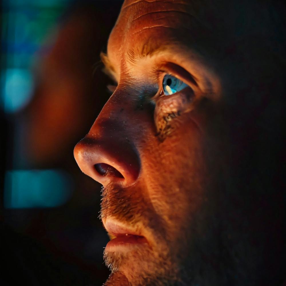 Man Staring At Computer Screen