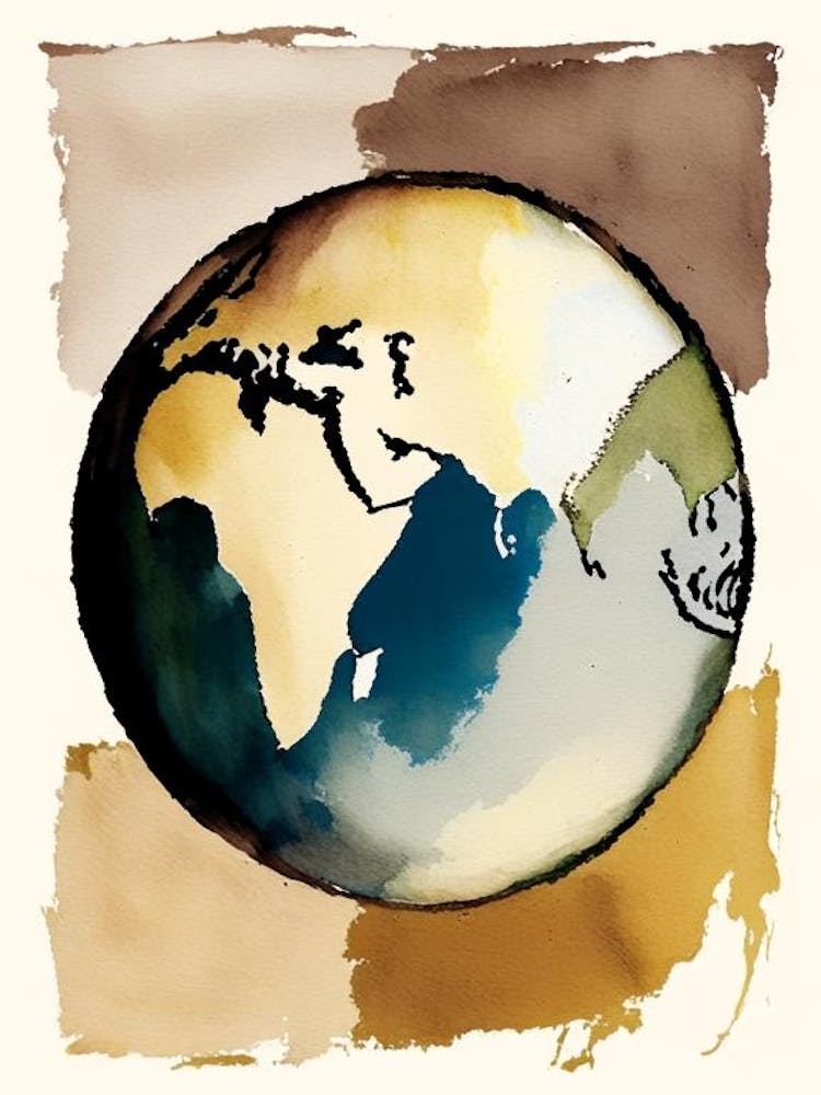 World Globe Symbol Abstract Painting
