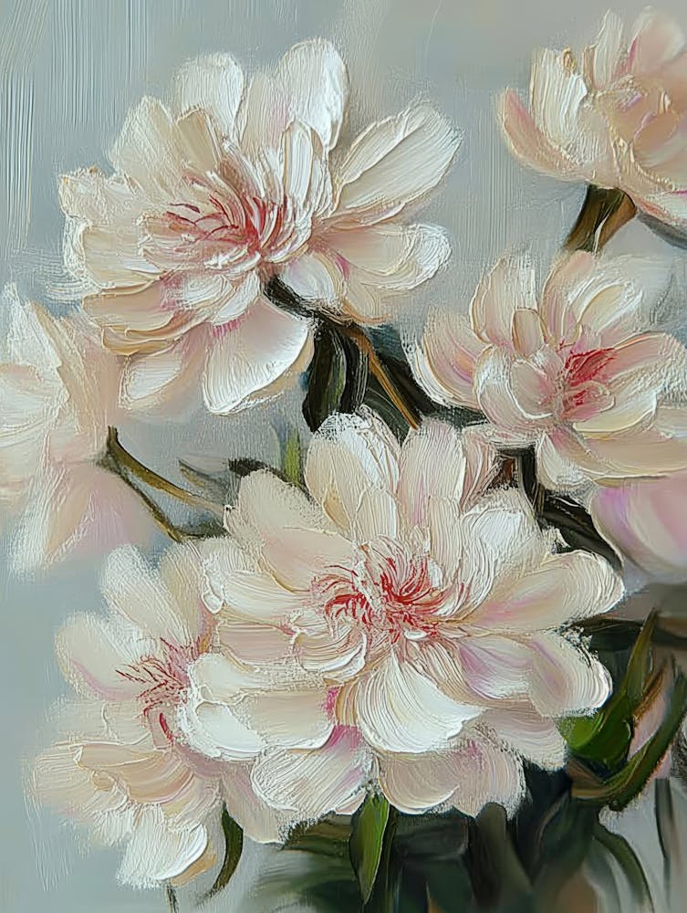 Oil Painting Bouquet Of Peony Flowers