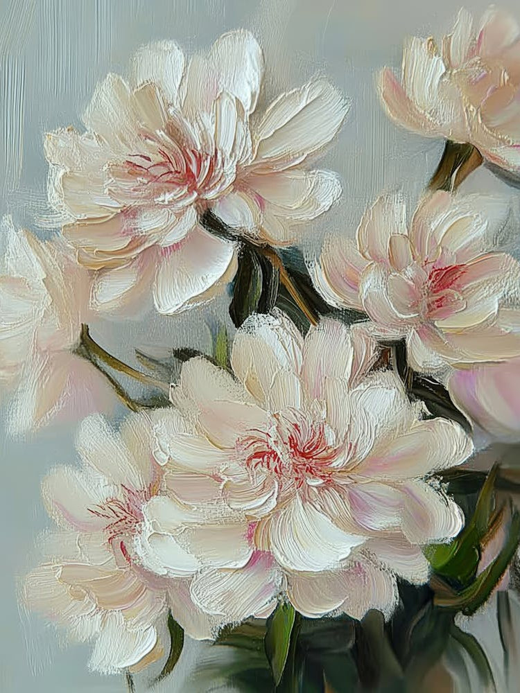 Oil Painting Bouquet Of Peony Flowers