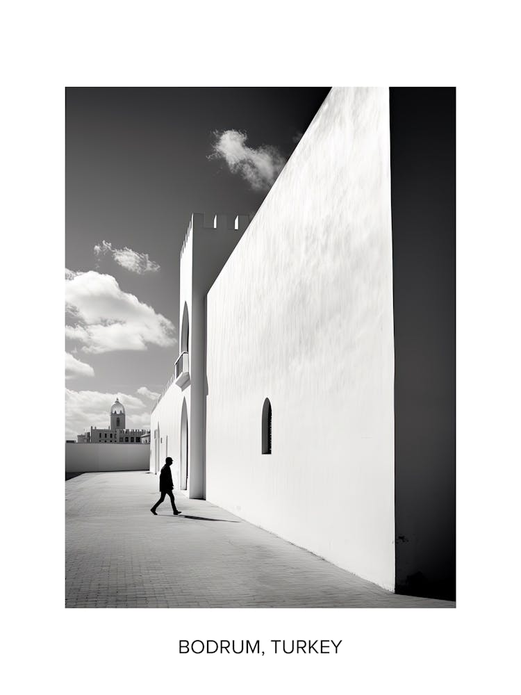 Poster Of Casablanca, Morocco, Photography In Black And White 2